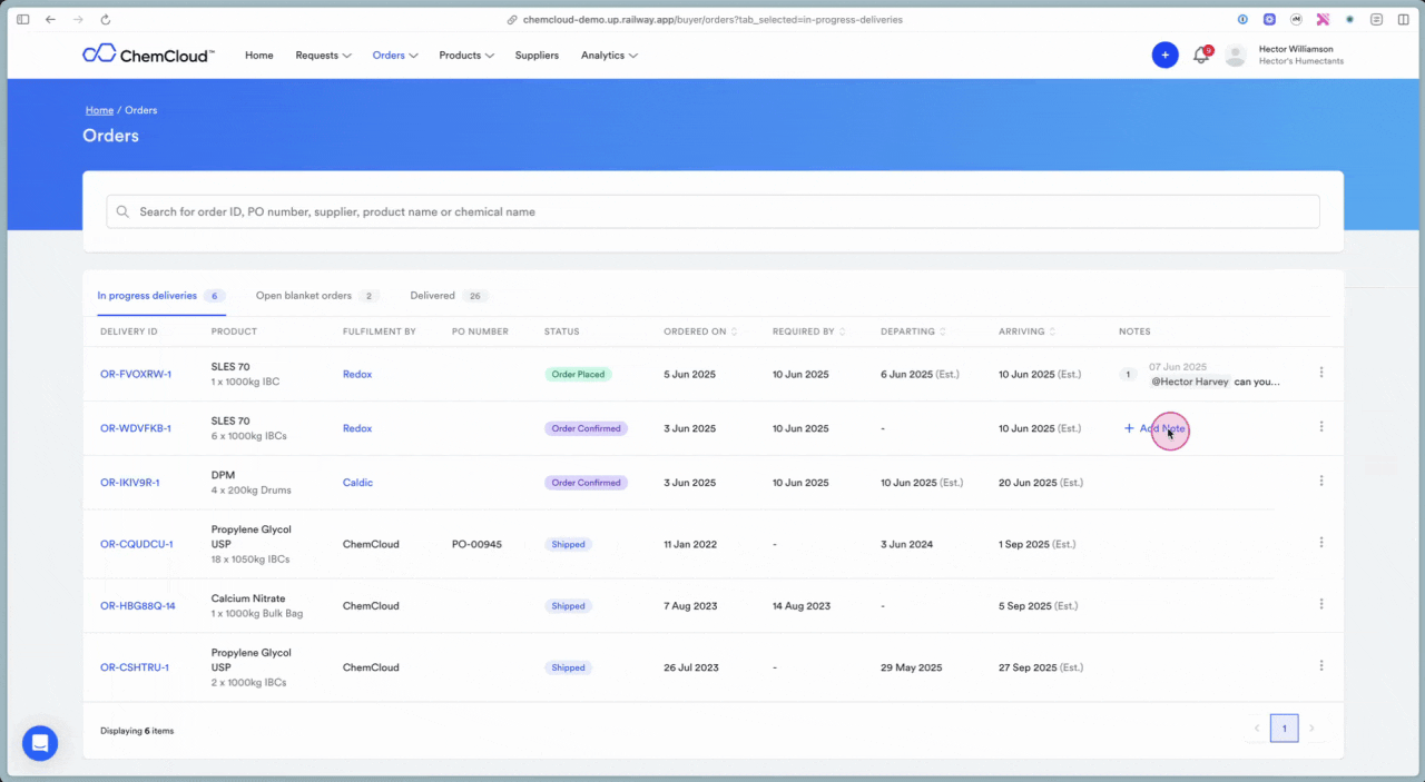 Purchasing Delivery Update Gi