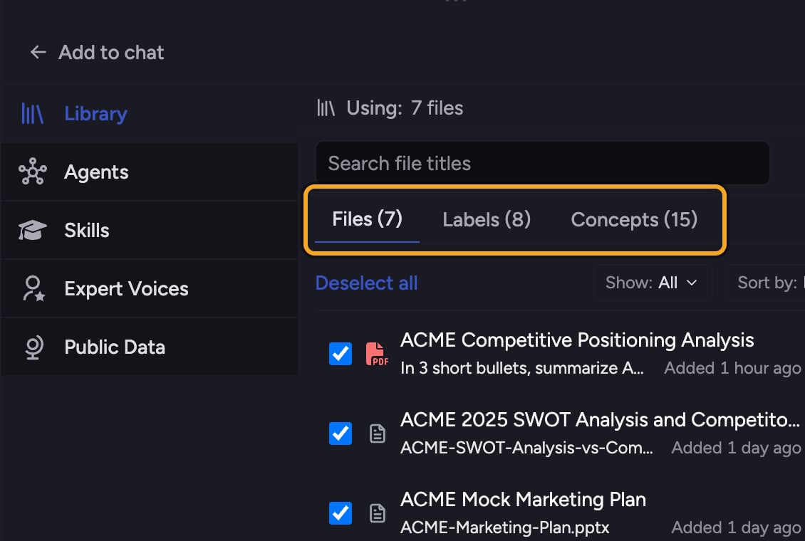 Chief: one vs many files — add many files to a chat in the scope picker