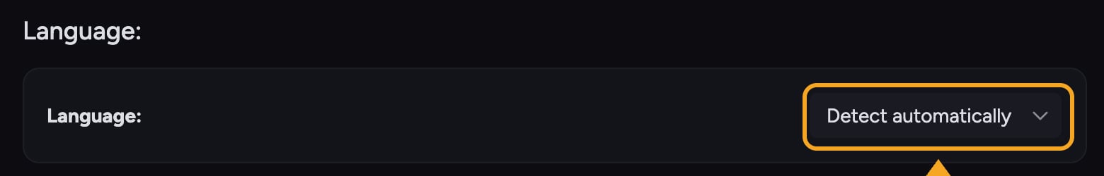 Chief settings - the Language dropdown in Settings General