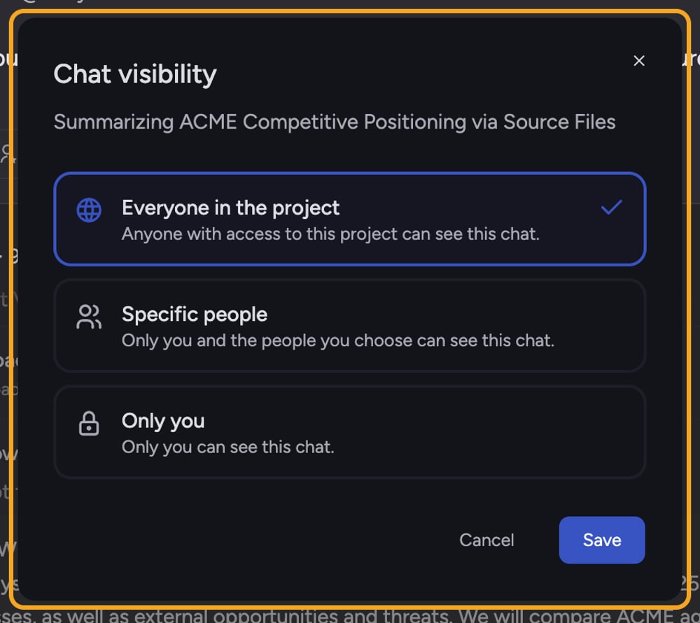 Chief security - changing a chat visibility private project or restricted