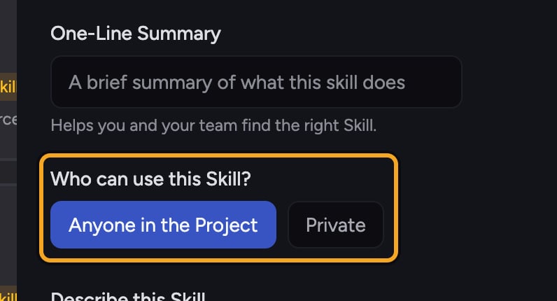 Chief: Sharing skills — the Who can use this Skill scope control