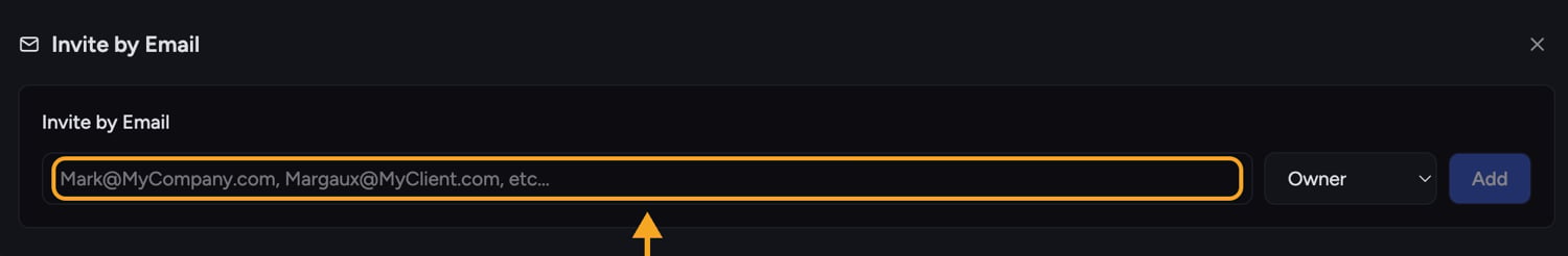 The Invite by Email field with a role dropdown and the Add button