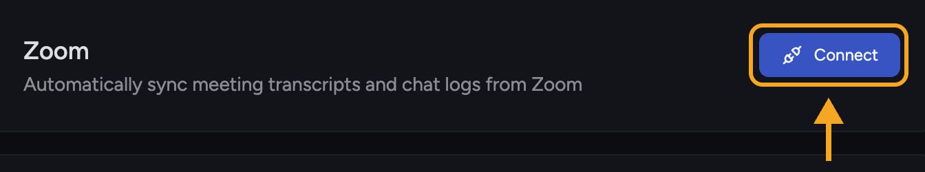 Chief - the Connect button on the Zoom integration card