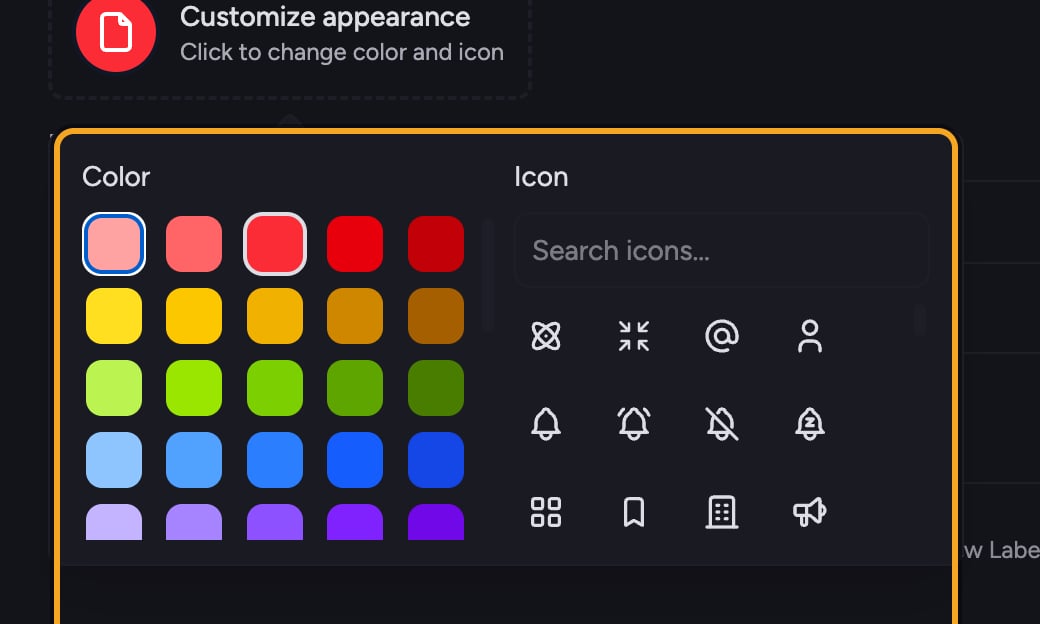 Chief: Creating and customizing Labels — Choose a color and icon