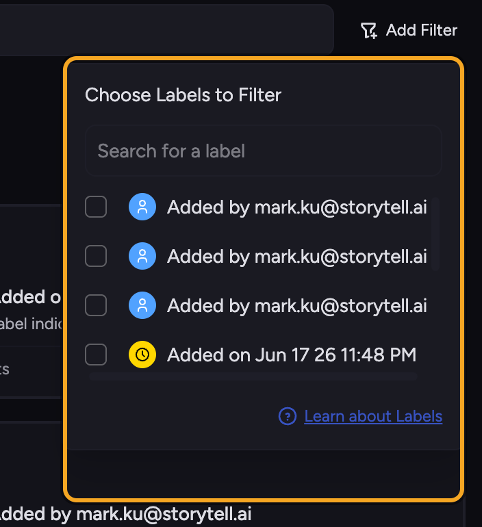 Chief: Tagging files and filtering by Label — Filter the Labels page by Label