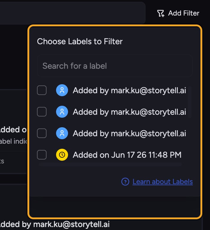 Chief: Tagging files and filtering by Label — Filter the Labels page by Label