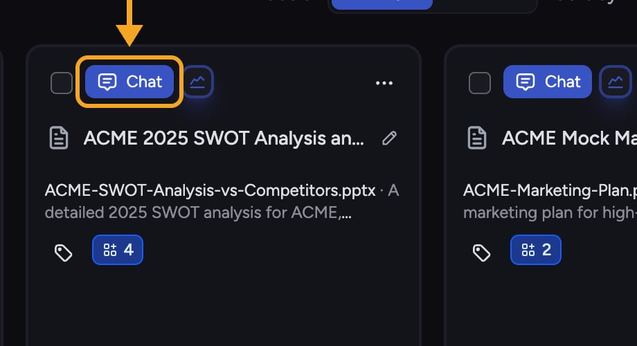 Chief: one vs many files — the per-file Chat button in the Library