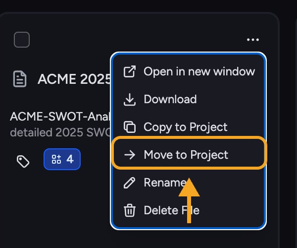 Chief: Managing files — Move a file to another project