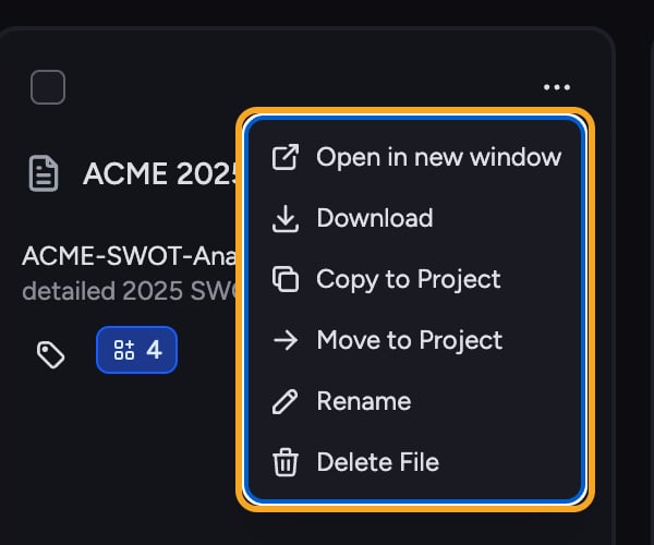 Chief: Managing files — The file's ⋯ menu