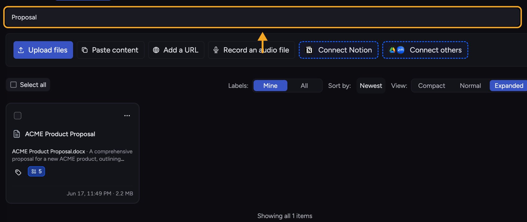 Chief: Searching your Library — Filter files by name