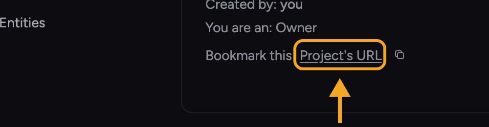 Chief - the Bookmark this Project URL copy control in the General settings header