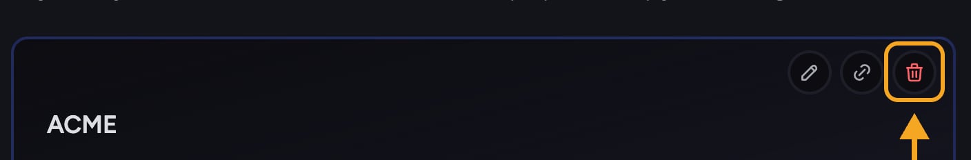 Chief - the red Delete Project trash icon on a Project row in the Switch Projects picker