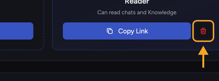 Chief - the red trash Delete link control next to a secret link