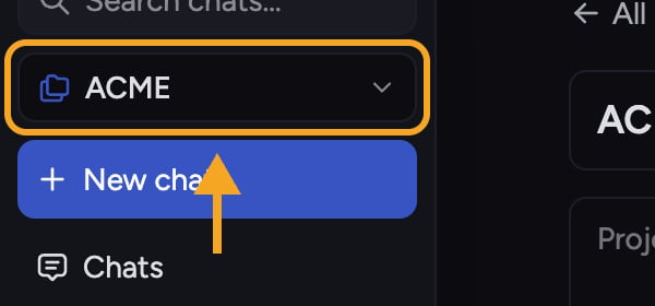 Chief - the project name pill in the sidebar that opens the Switch Projects picker