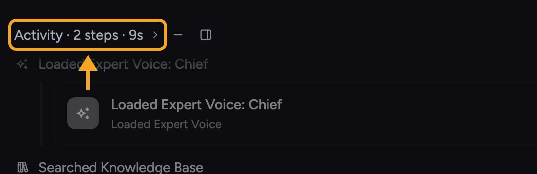 Chief: activity feed — the inline activity timeline summary