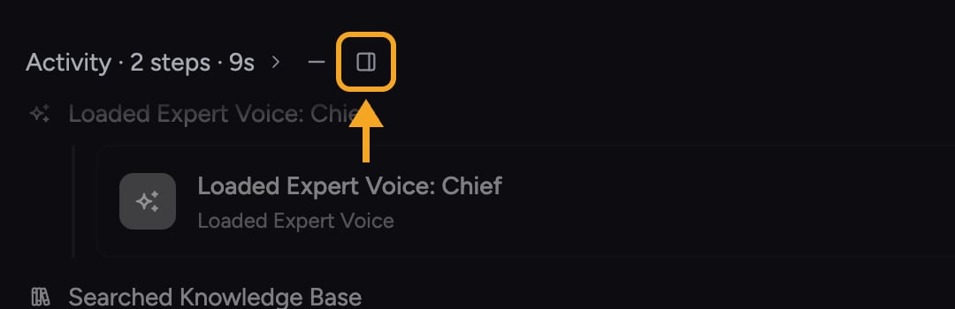 Chief: activity feed — move the Activity view to the side panel
