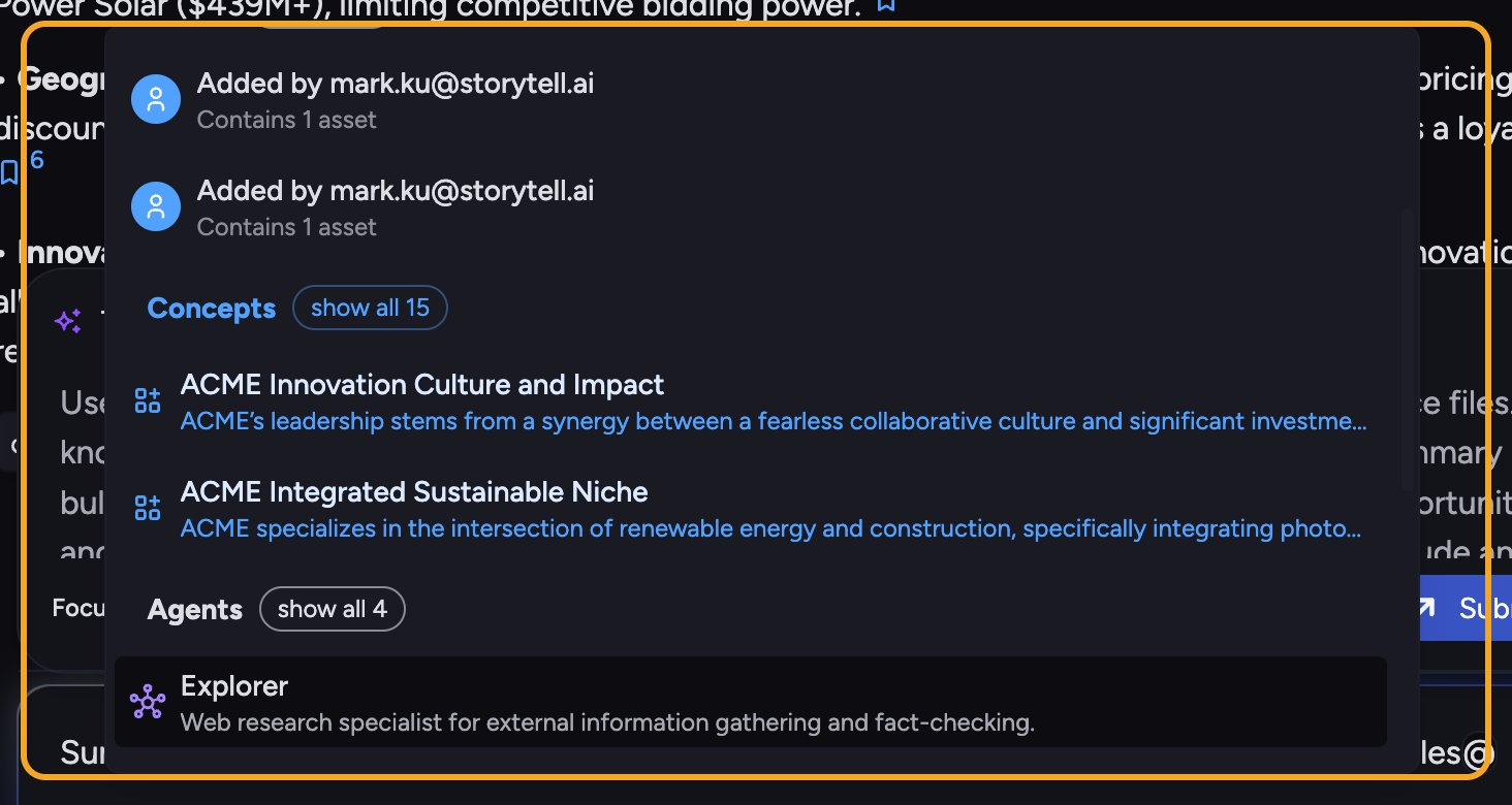 Chief: prompting best practices — the @ mention menu to add sources