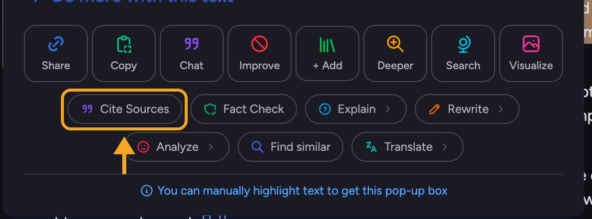 Chief: citations — Cite Sources in the Do more menu