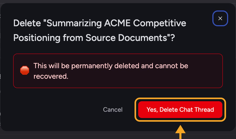 Chief: delete a chat — the confirmation dialog