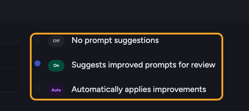Chief: improve prompts — the On Auto Off setting