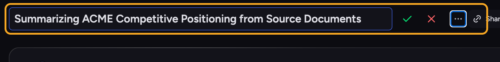 Chief: rename a chat — the inline title edit field with save and cancel