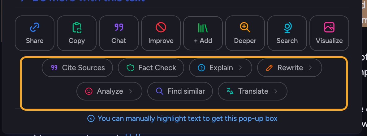 Chief: text selection menu — the deeper actions