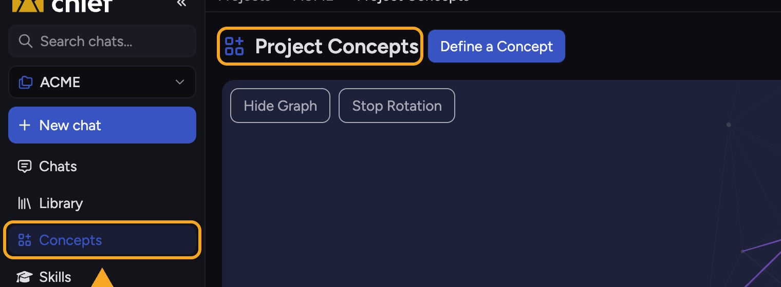 Chief: Navigating the Concepts view — Open the Concepts page