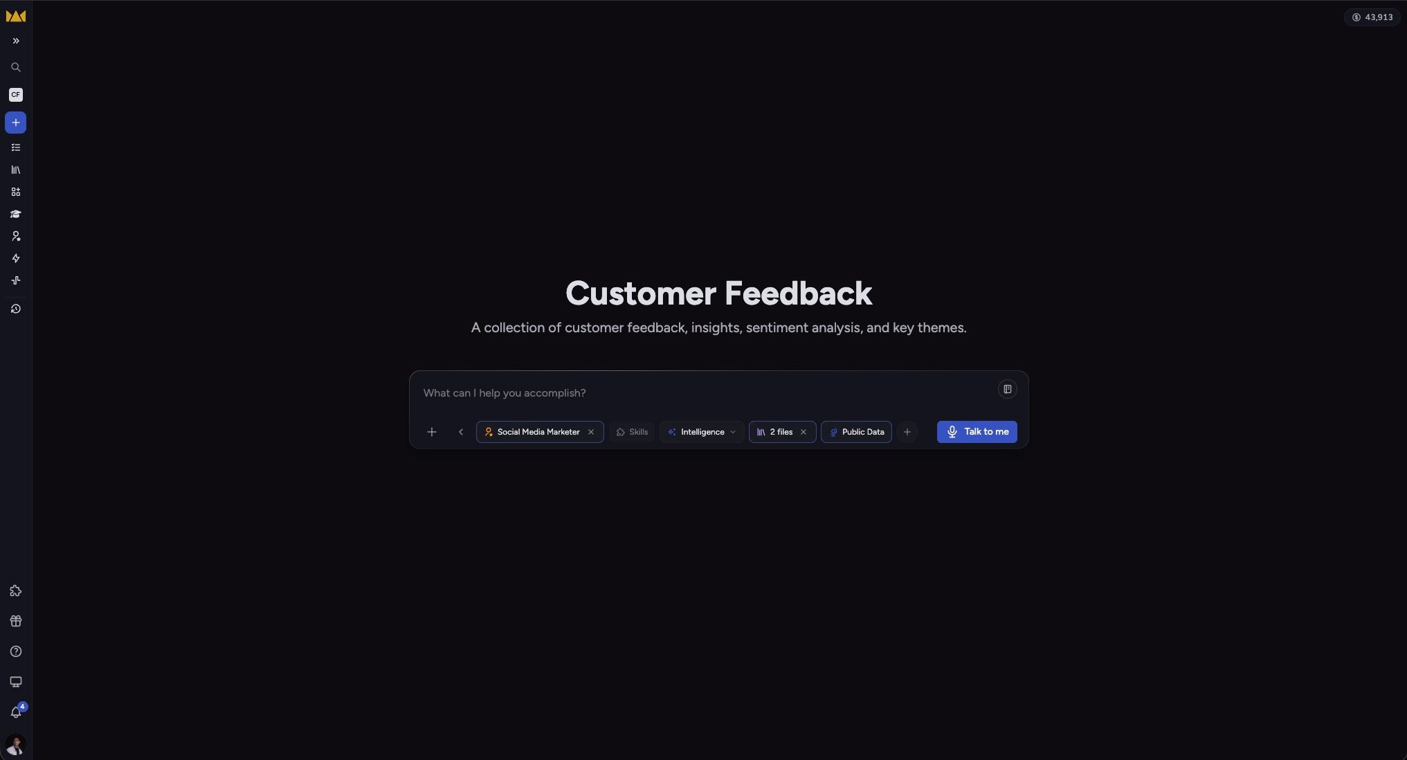 Chief - the project home screen with its title, description, credits, and prompt bar