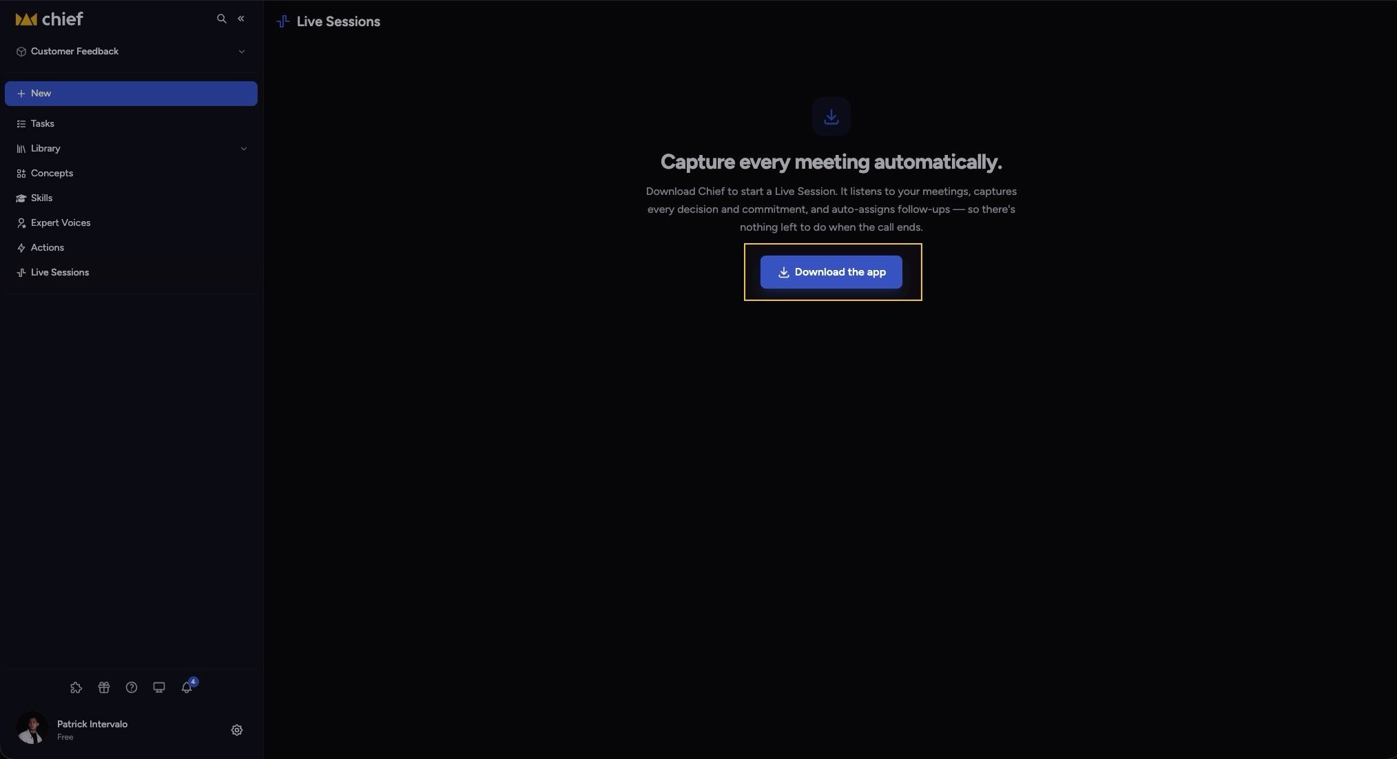 Chief Live Sessions - downloading and installing the desktop app