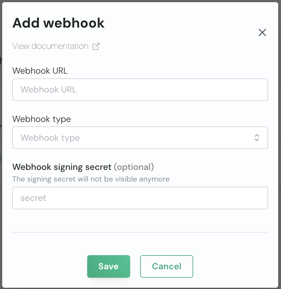 Create webhook