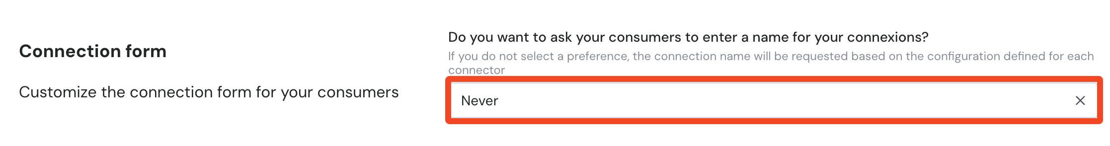 Connection Name Deactivation