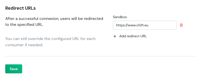 Default Redirection URL