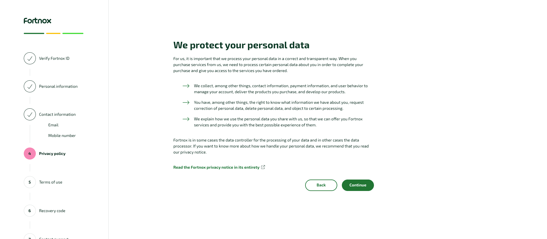 Privacy policy step