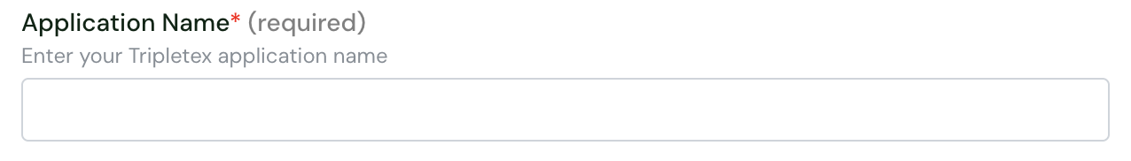 The Application Name setting in the Chift Tripletex connector settings, marked as required