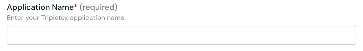 The Application Name setting in the Chift Tripletex connector settings, marked as required
