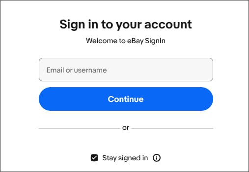 The eBay sign-in page
