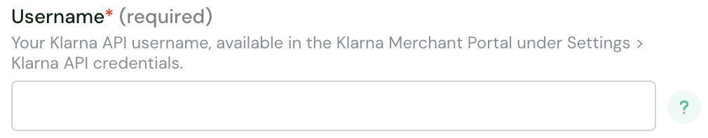 The Username field of the connection form