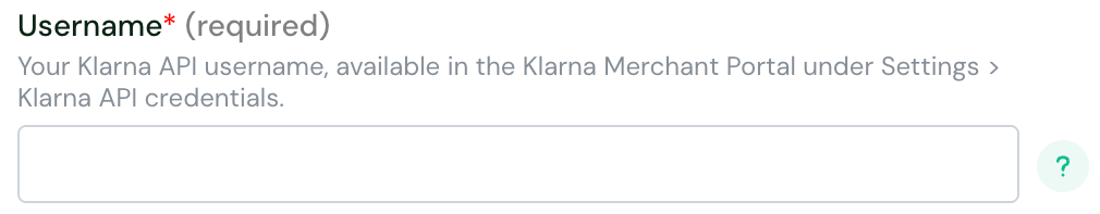 The Username field of the connection form