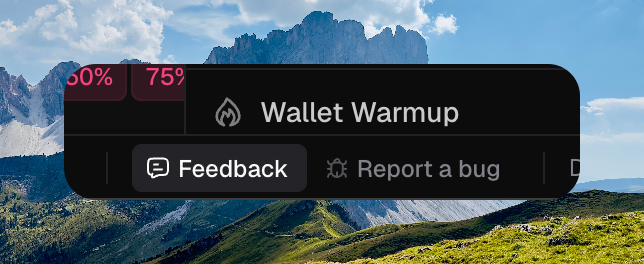 Footer with Feedback highlighted and Report a bug next to it