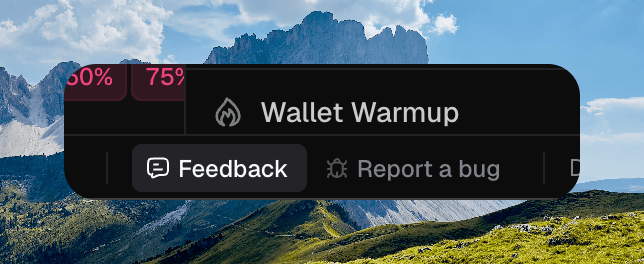 Footer with Feedback highlighted and Report a bug next to it