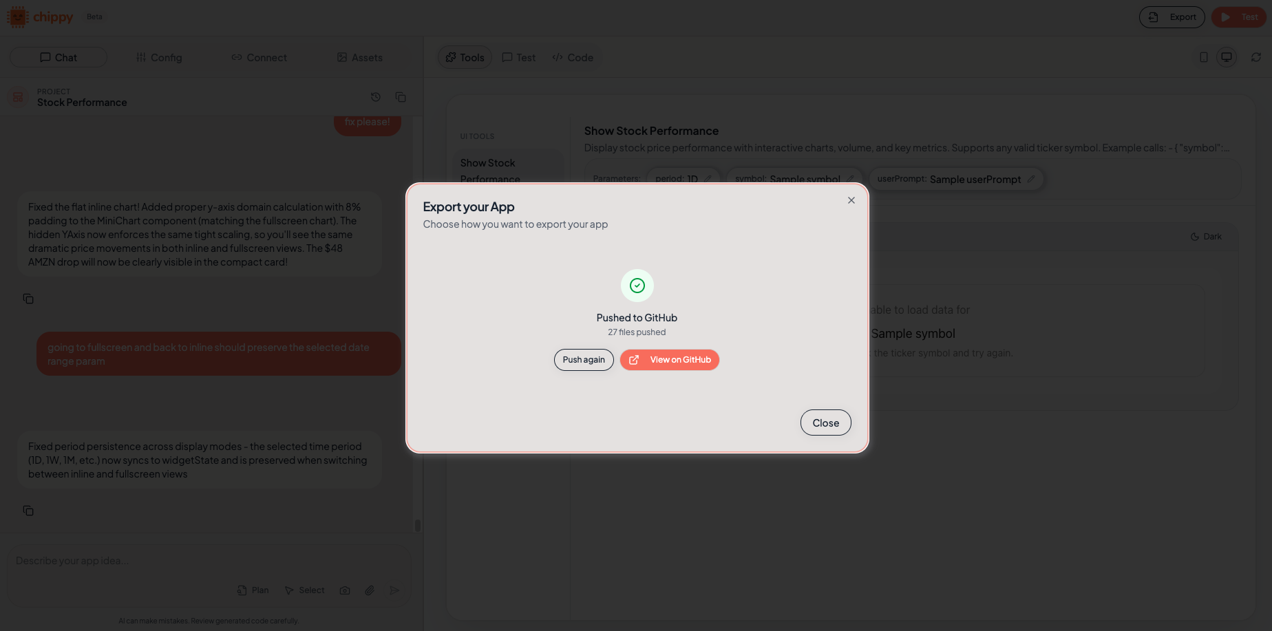 Export progress indicator