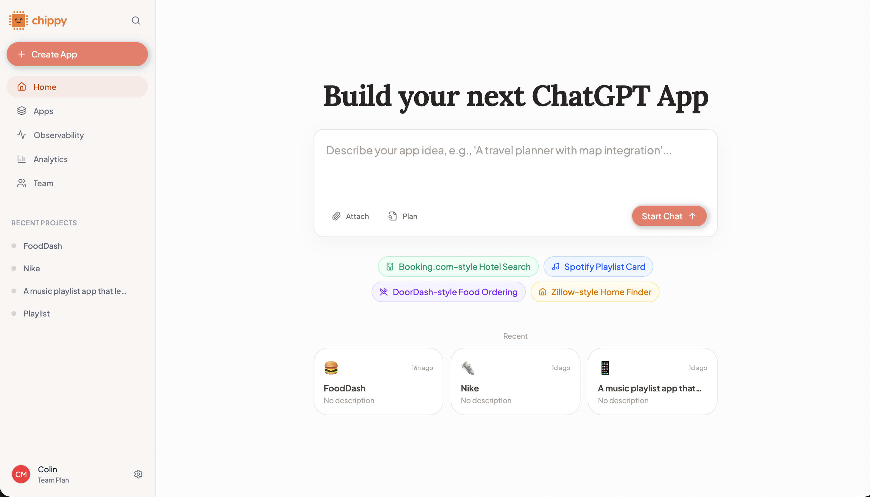 Creating a new app in Chippy