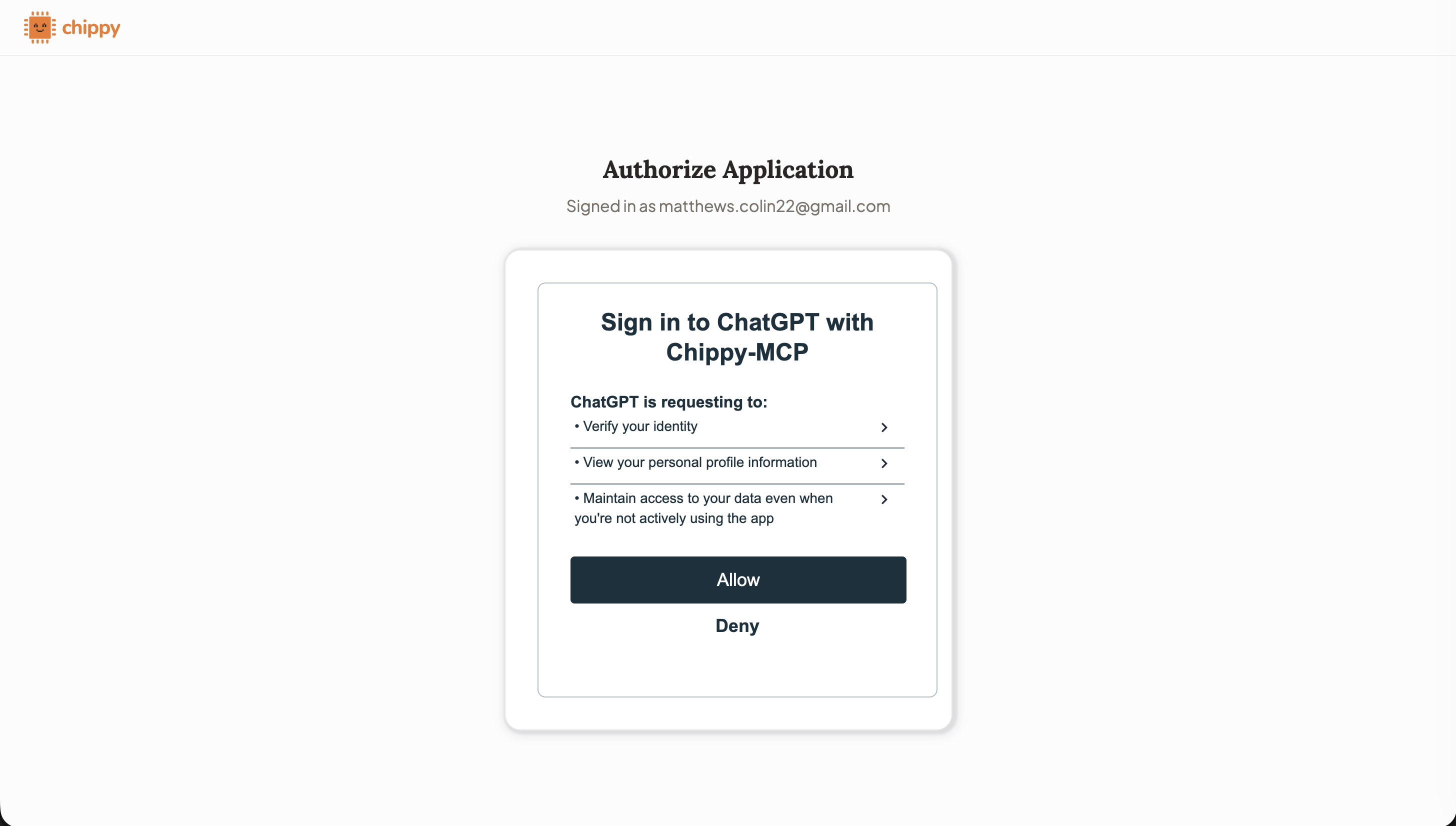 ChatGPT showing an OAuth connect prompt
