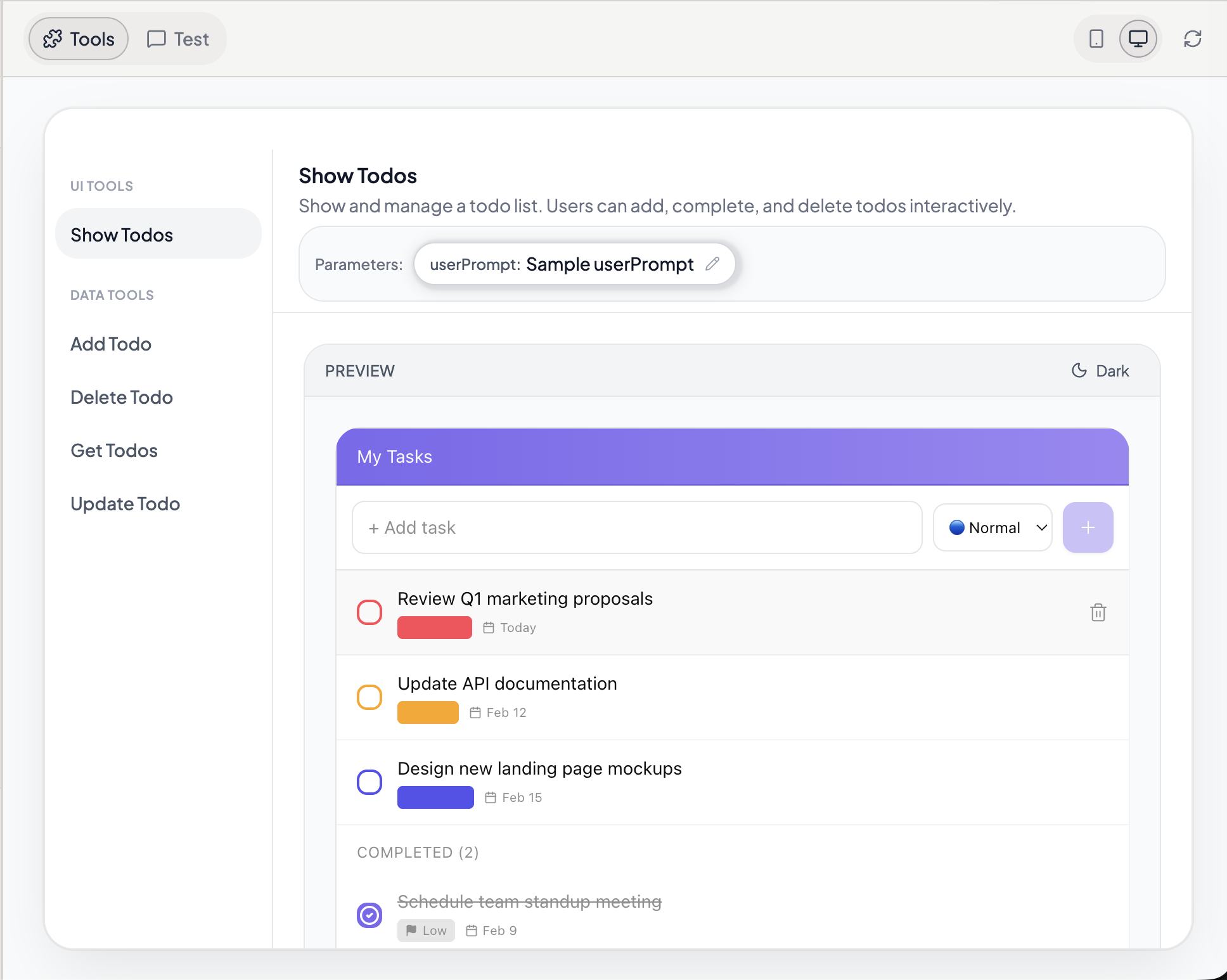 Dashboard widget with styled metric cards