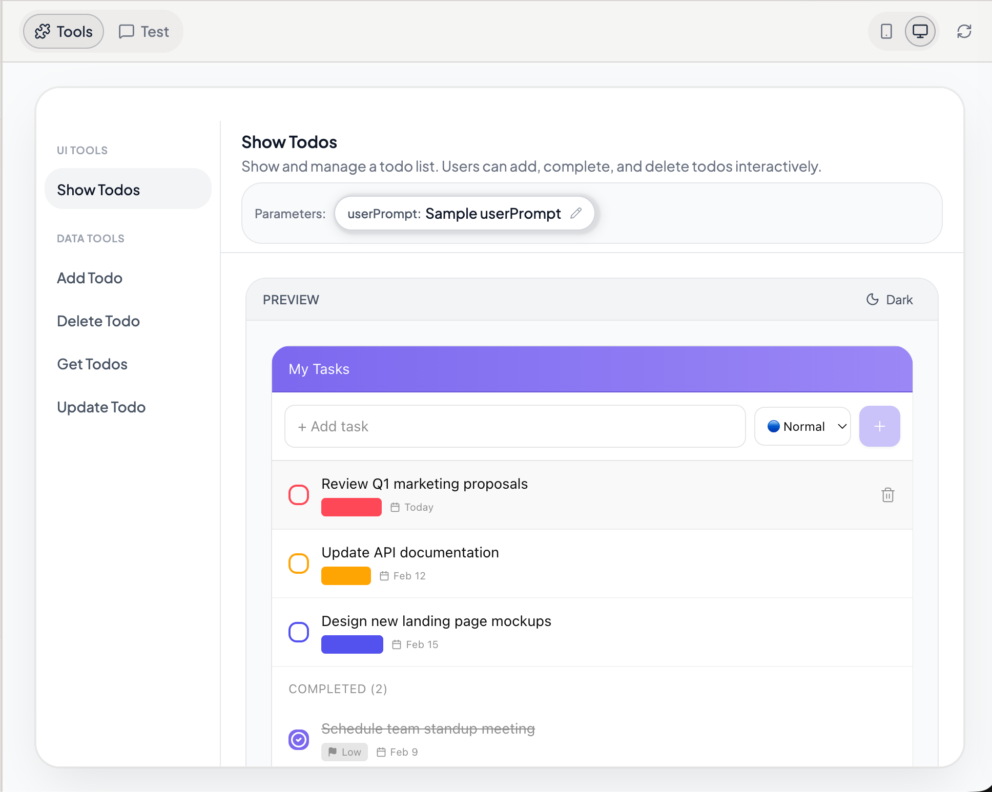 Dashboard widget with styled metric cards