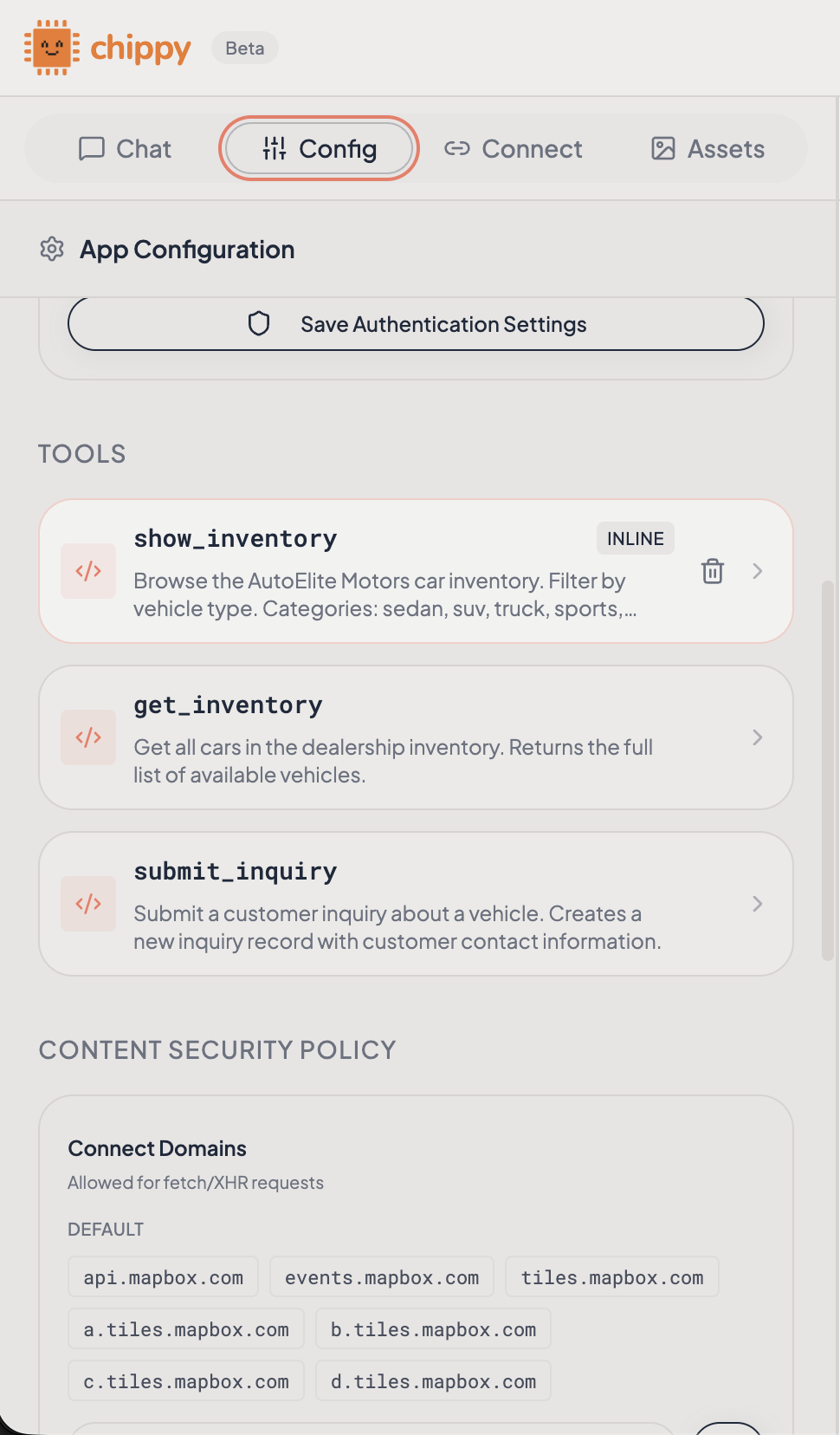 Builder showing a UI tool and a data tool side by side