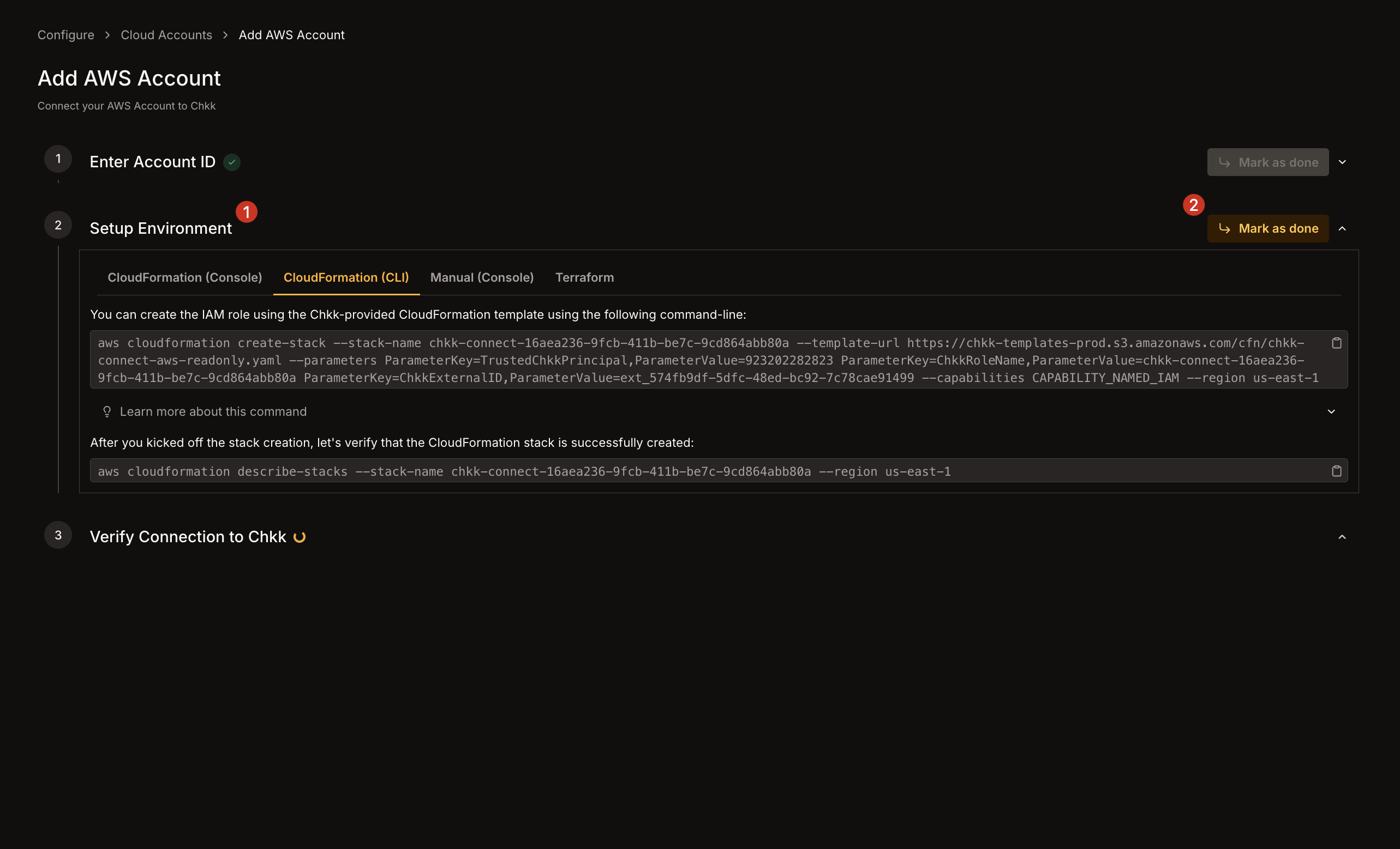 Setup Environment screenshot