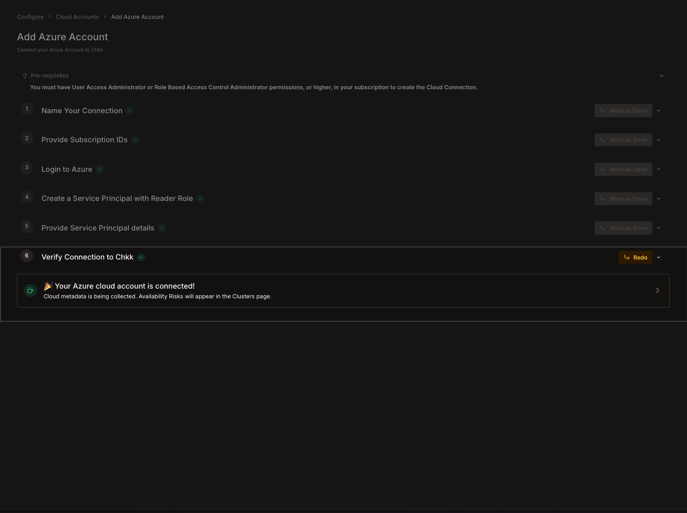 Add Azure Account - Verify Connection