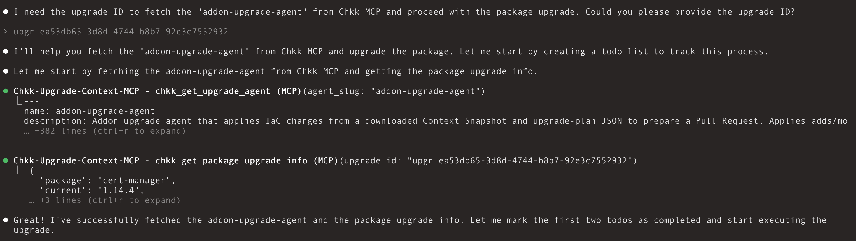Claude Code Chkk MCP Server upgrade