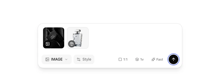 Bottom bar with uploaded images and the generate button